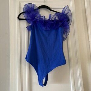 Intimately Free People Haute Wired Ruffle Bodysuit Purple Sz M